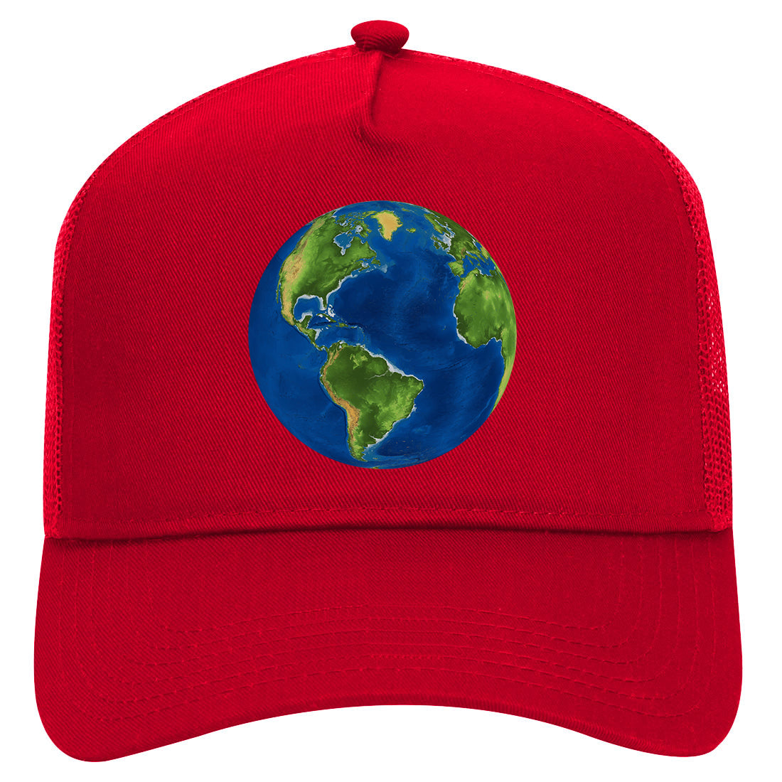 Earth Globe Earthday Mens Mesh Trucker Hat Red
