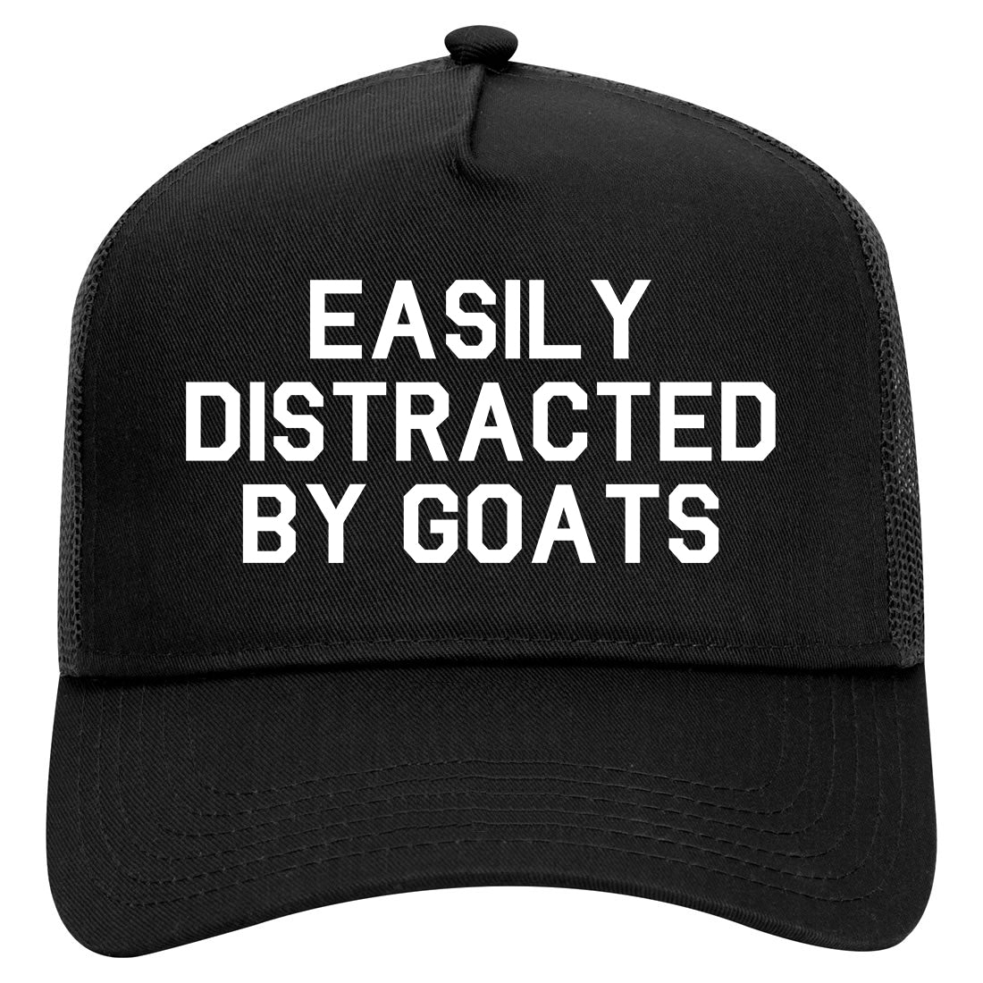 Easily Distracted By Goats Mens Mesh Trucker Hat Black