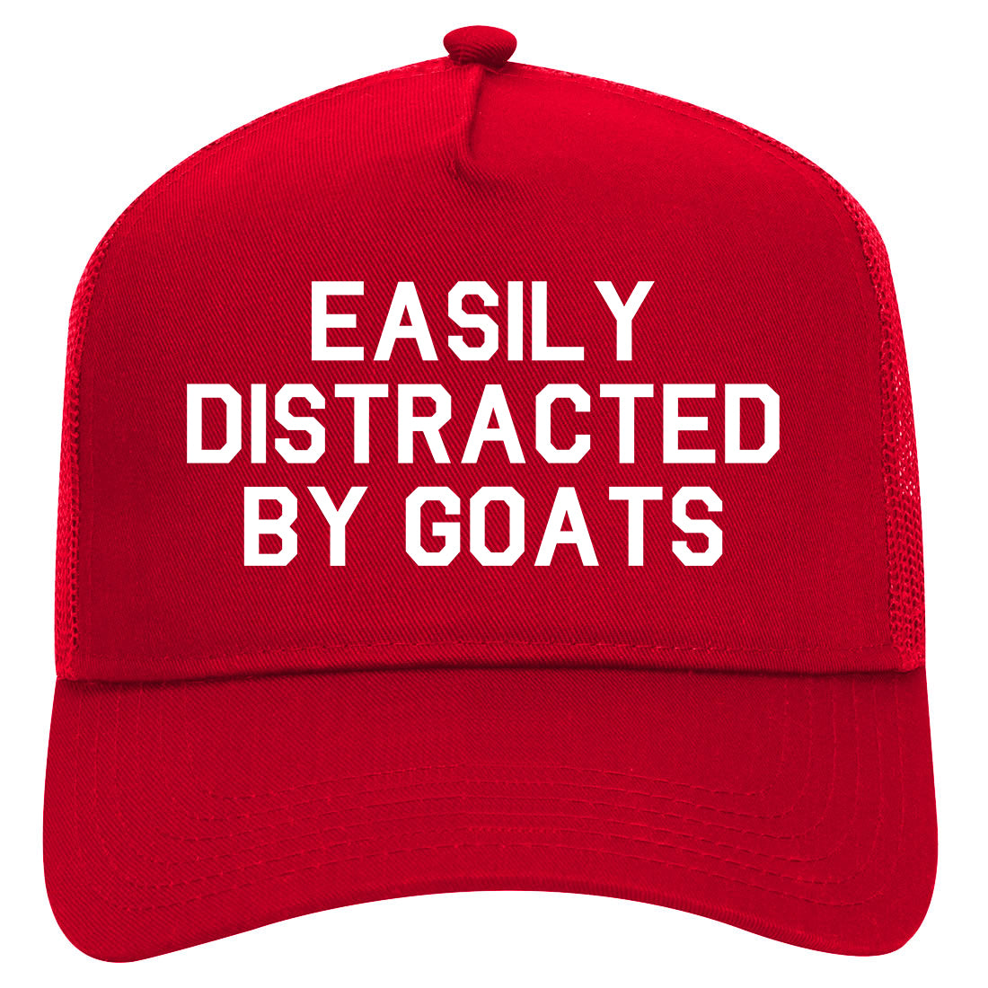 Easily Distracted By Goats Mens Mesh Trucker Hat Red
