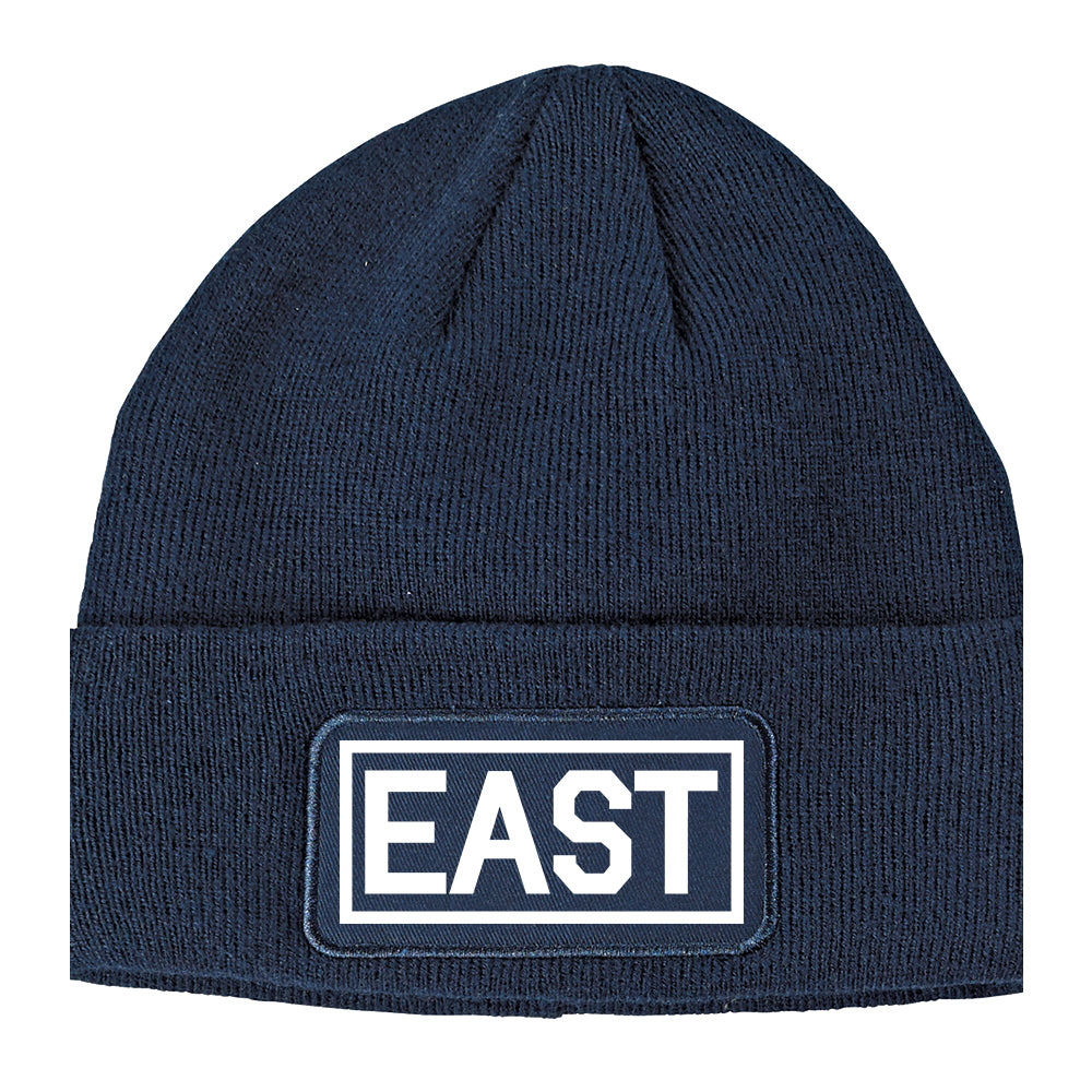 East Box Logo Winter Knit Adult Beanie Hat Navy Blue