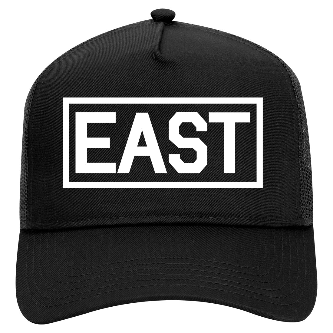 East Box Logo Mens Mesh Trucker Hat Black
