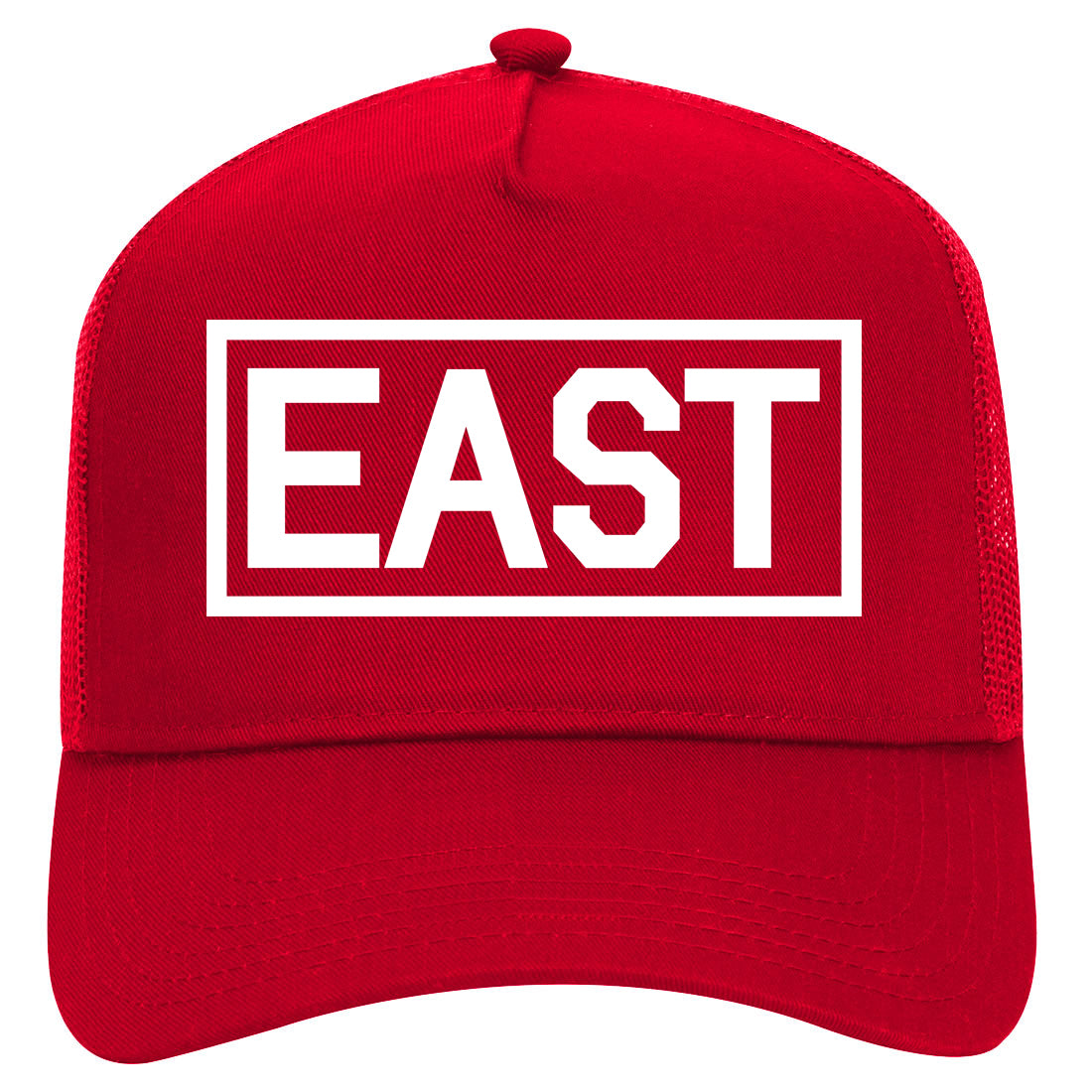 East Box Logo Mens Mesh Trucker Hat Red