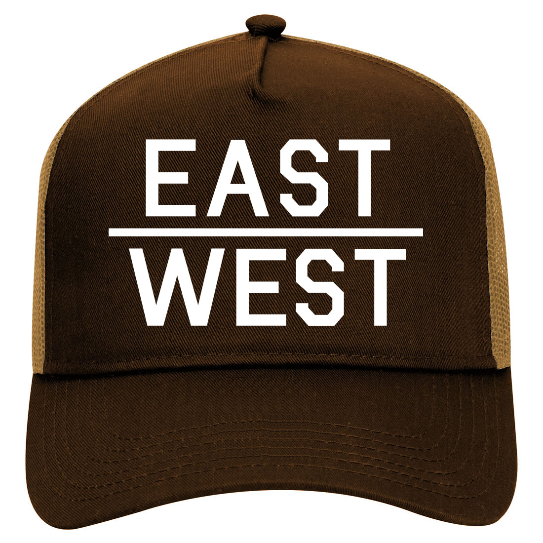 East West Worldwide Mens Mesh Trucker Hat Brown