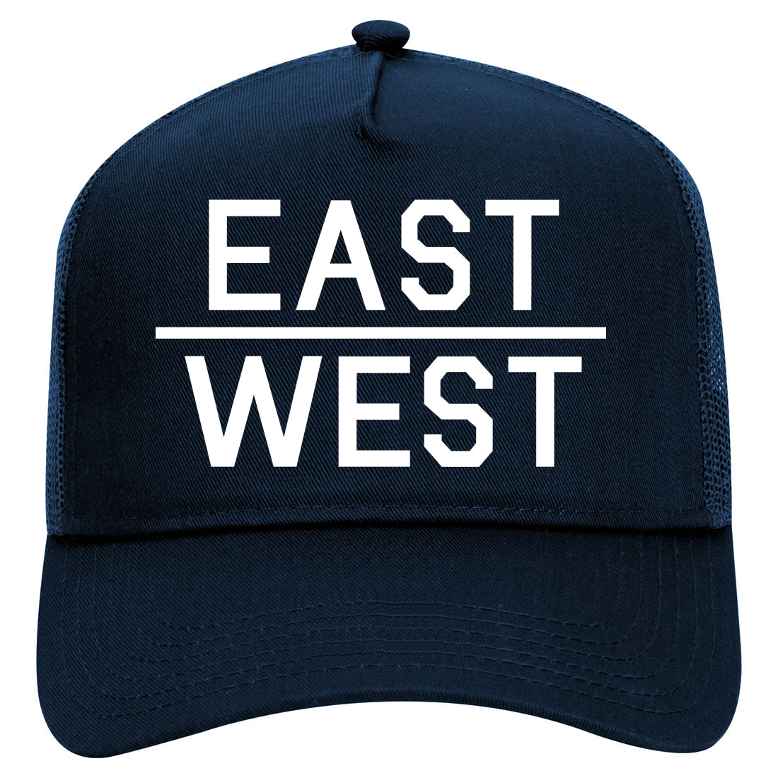 East West Worldwide Mens Mesh Trucker Hat Navy Blue