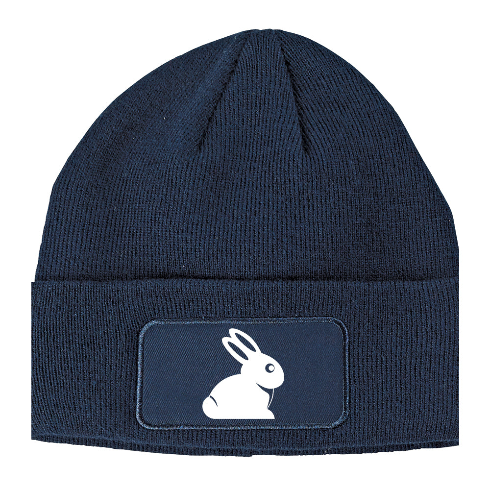 Easter Bunny Rabbit Winter Knit Adult Beanie Hat Navy Blue