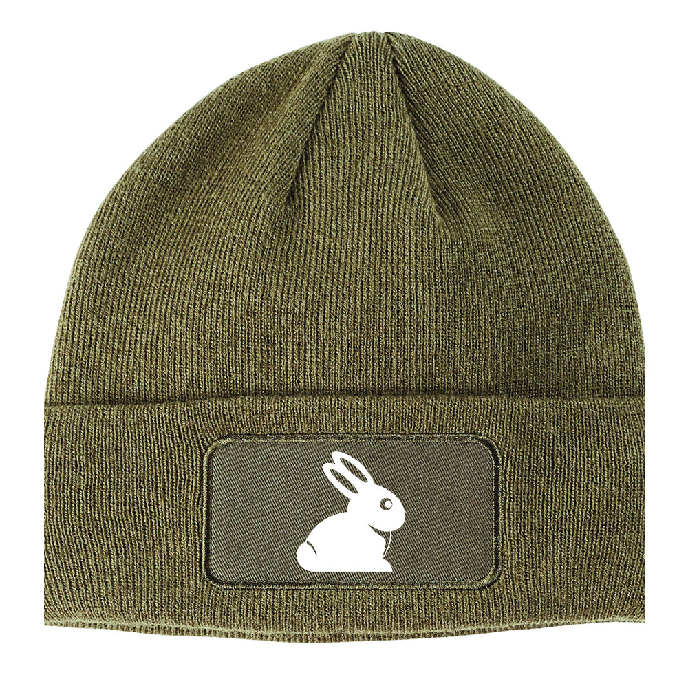 Easter Bunny Rabbit Winter Knit Adult Beanie Hat Olive Green