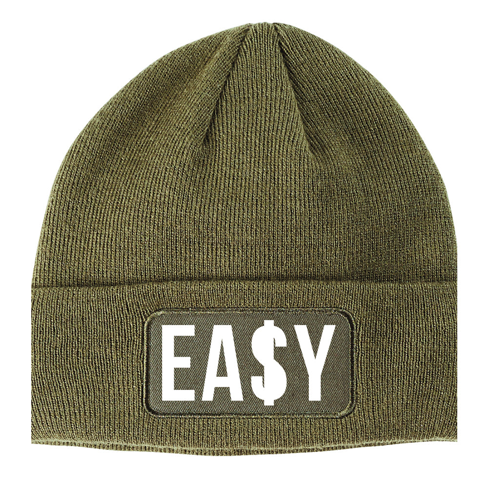 Easy Money Winter Knit Adult Beanie Hat Olive Green
