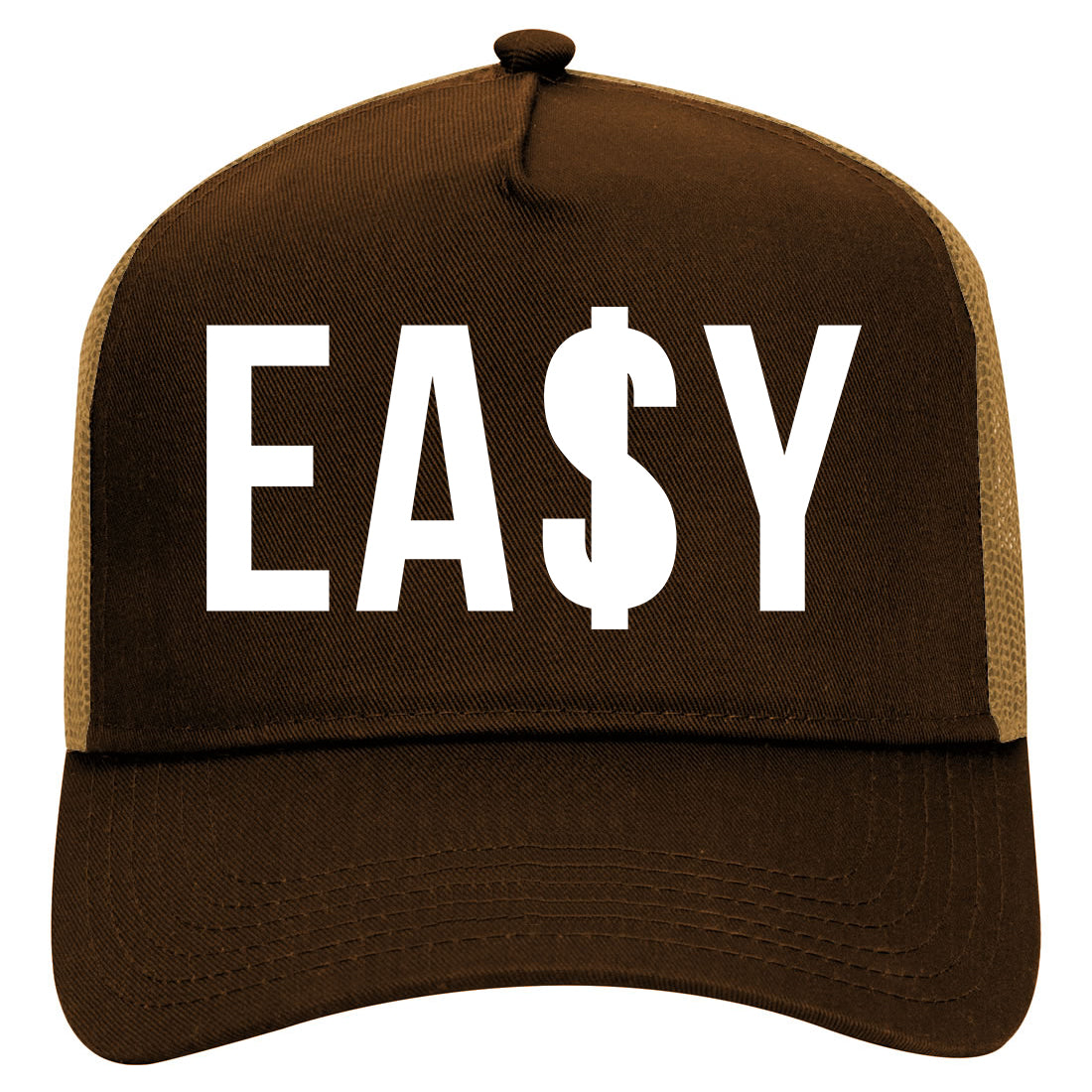 Easy Money Mens Mesh Trucker Hat Brown
