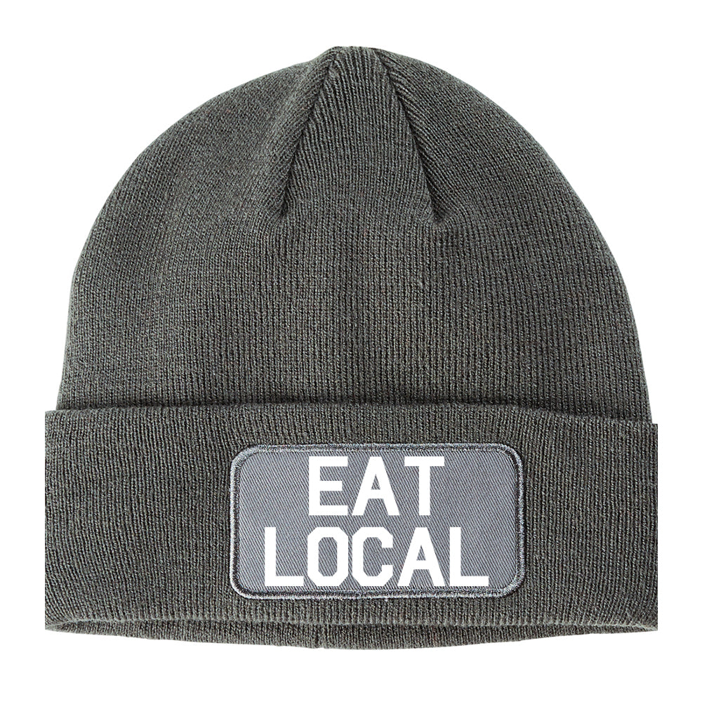 Eat Local Buy Winter Knit Adult Beanie Hat Grey