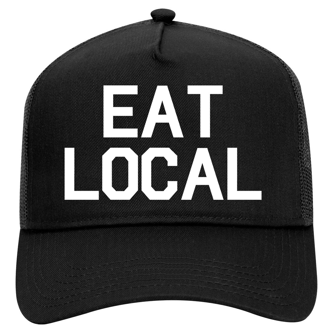 Eat Local Buy Mens Mesh Trucker Hat Black