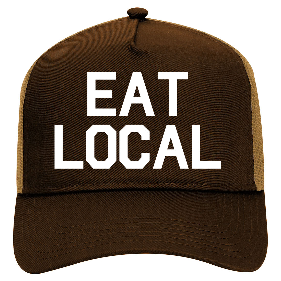 Eat Local Buy Mens Mesh Trucker Hat Brown