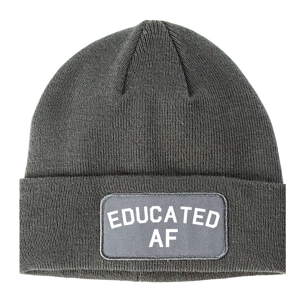 Educated AF Funny Graduation Winter Knit Adult Beanie Hat Grey