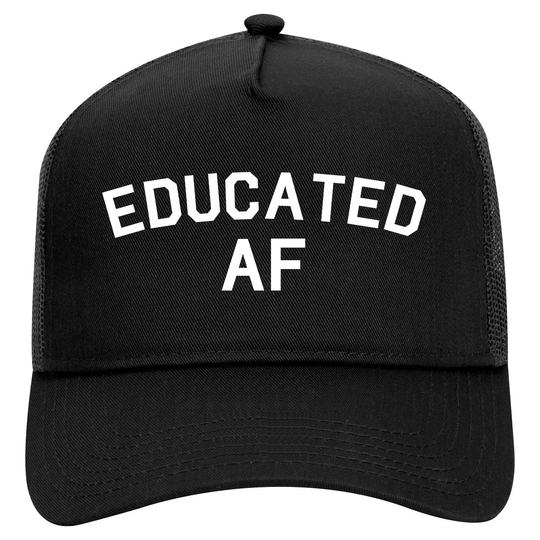 Educated AF Funny Graduation Mens Mesh Trucker Hat Black