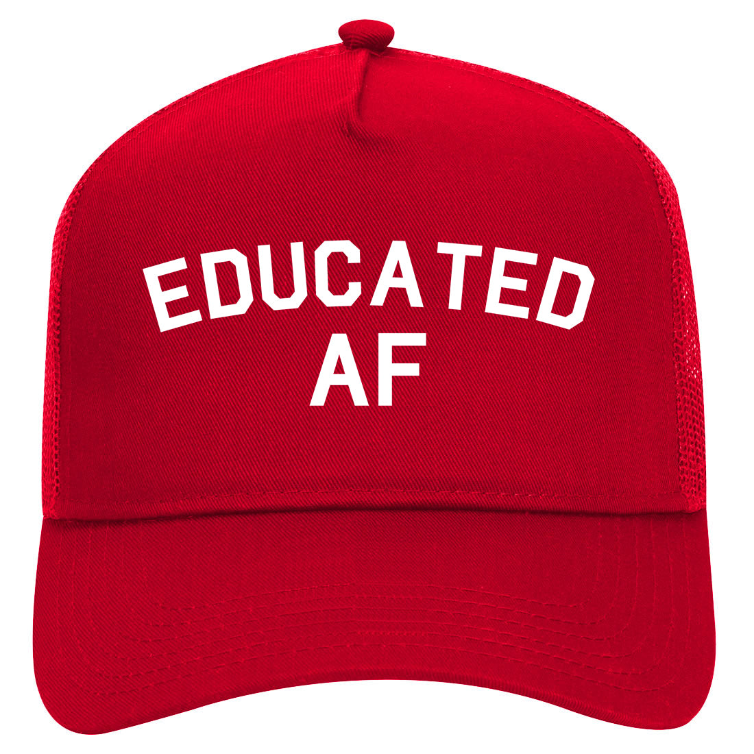 Educated AF Funny Graduation Mens Mesh Trucker Hat Red