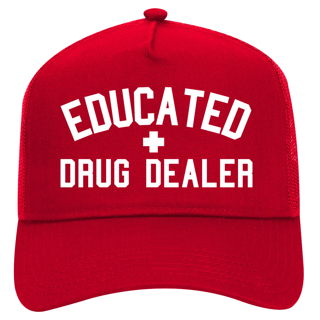 Educated Drug Dealer Mens Mesh Trucker Hat Red