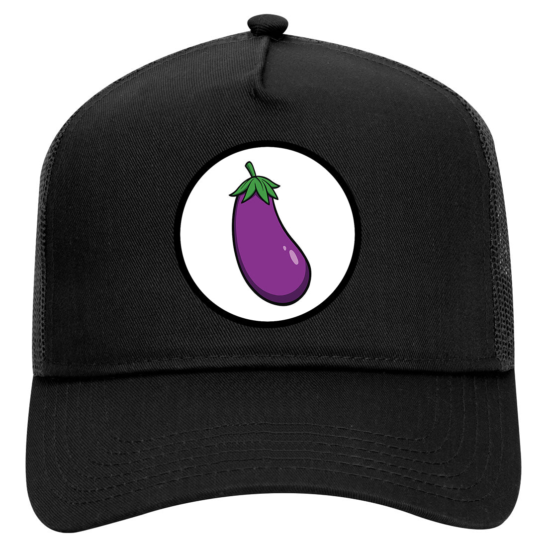 Eggplant Symbol Mens Mesh Trucker Hat Black