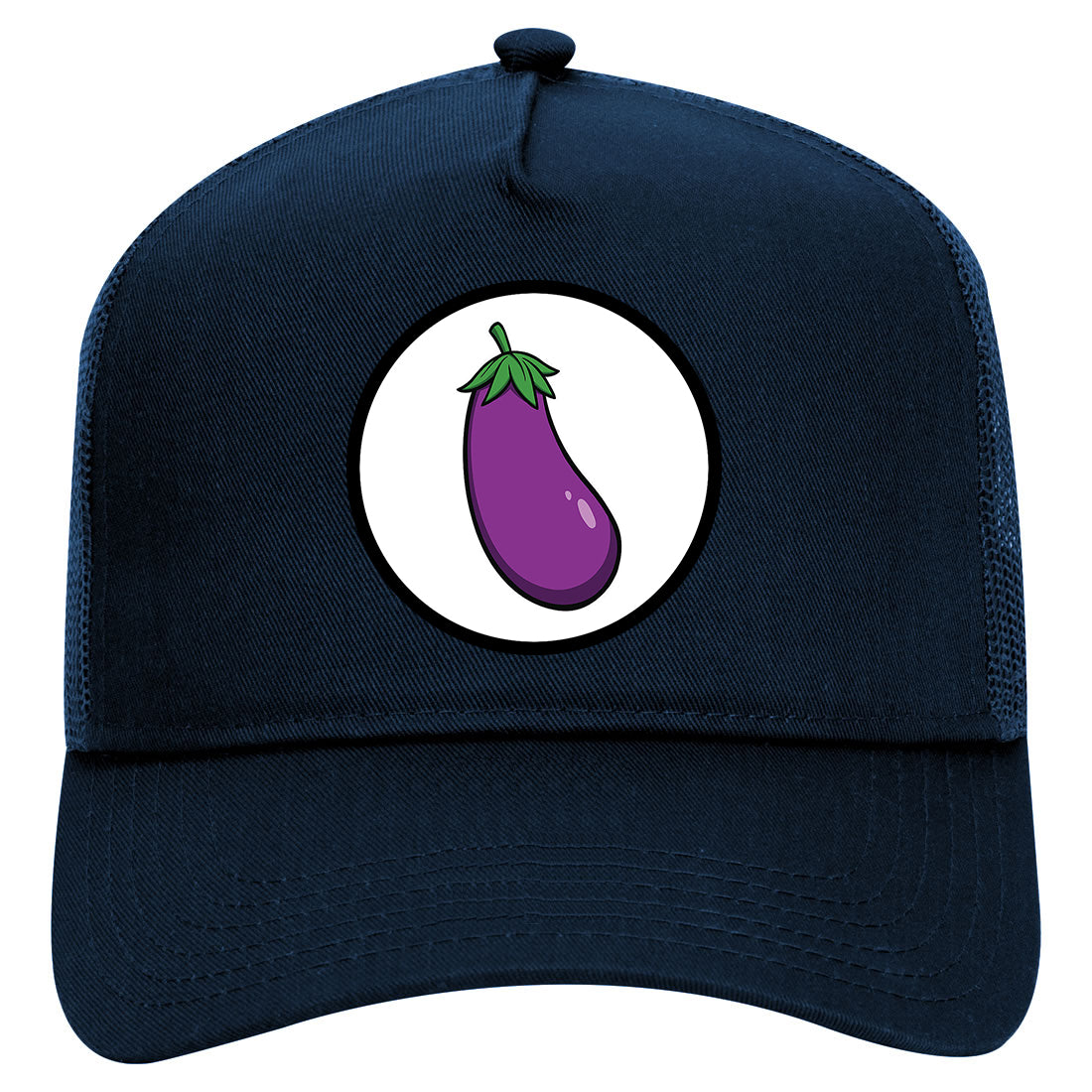Eggplant Symbol Mens Mesh Trucker Hat Navy Blue