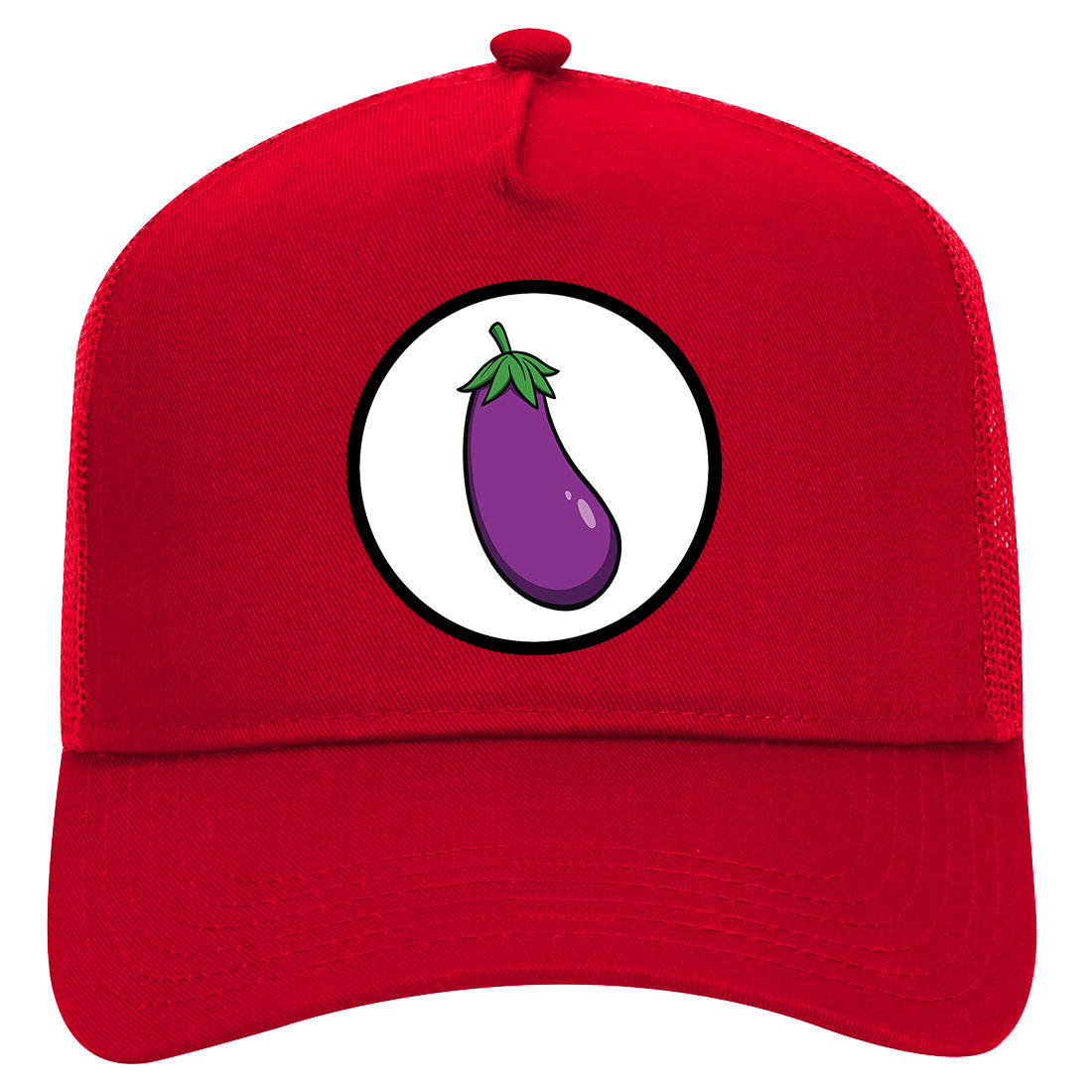 Eggplant Symbol Mens Mesh Trucker Hat Red