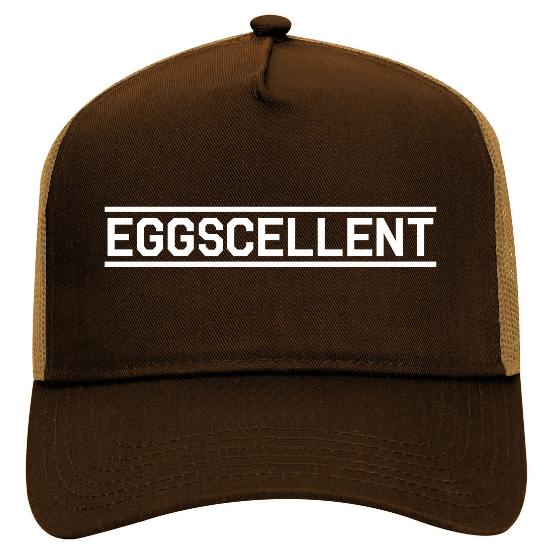 Eggscellent Funny Mens Mesh Trucker Hat Brown