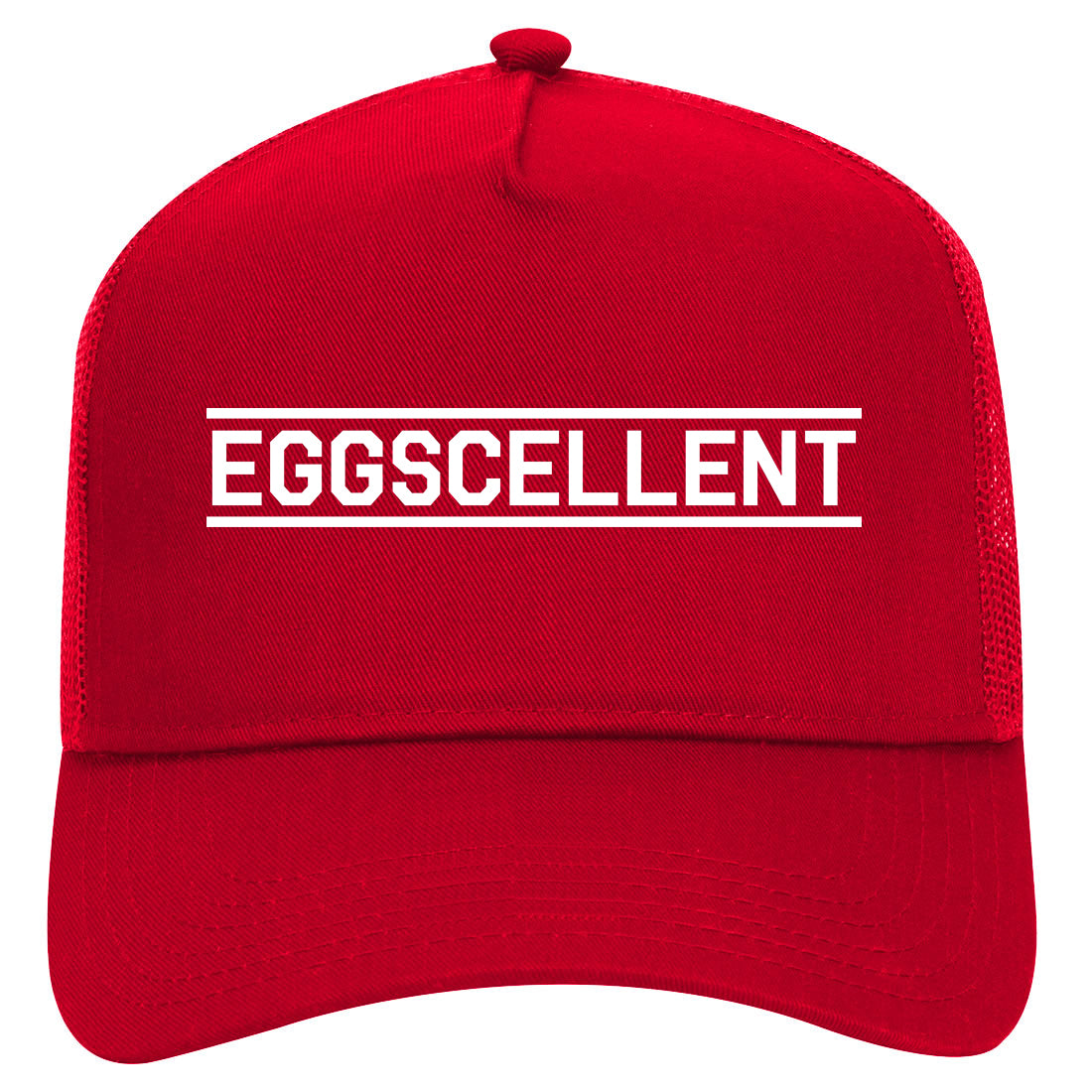 Eggscellent Funny Mens Mesh Trucker Hat Red