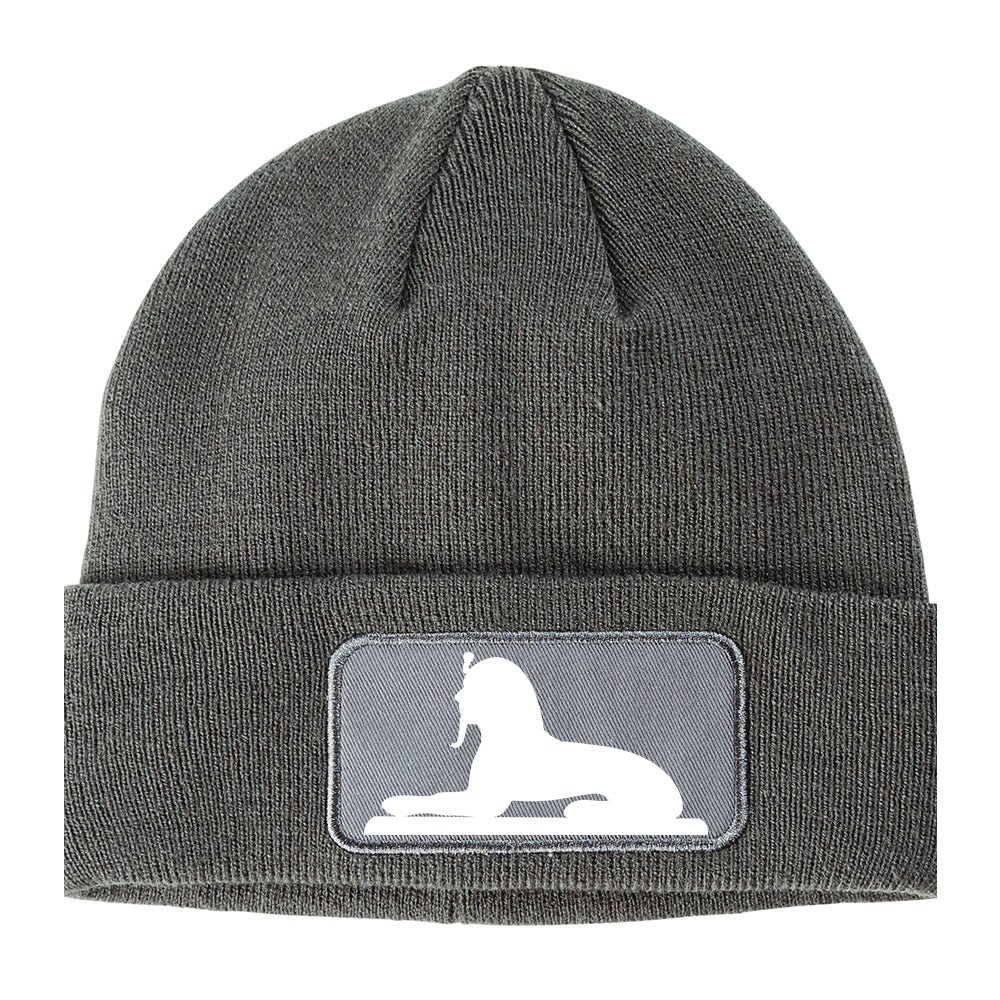 Egyptian Sphinx Winter Knit Adult Beanie Hat Grey
