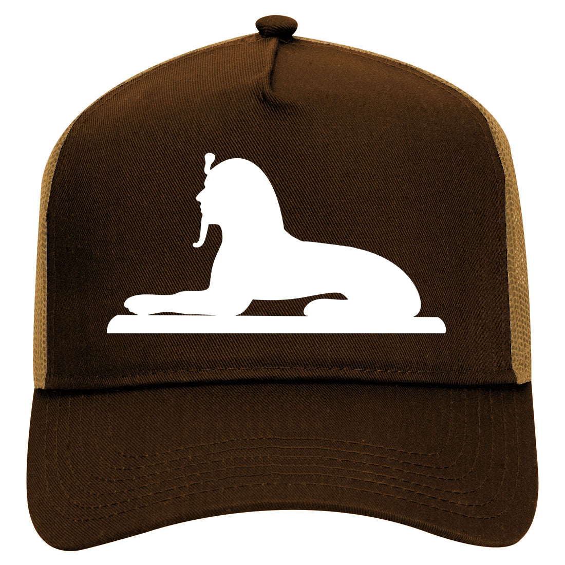 Egyptian Sphinx Mens Mesh Trucker Hat Brown