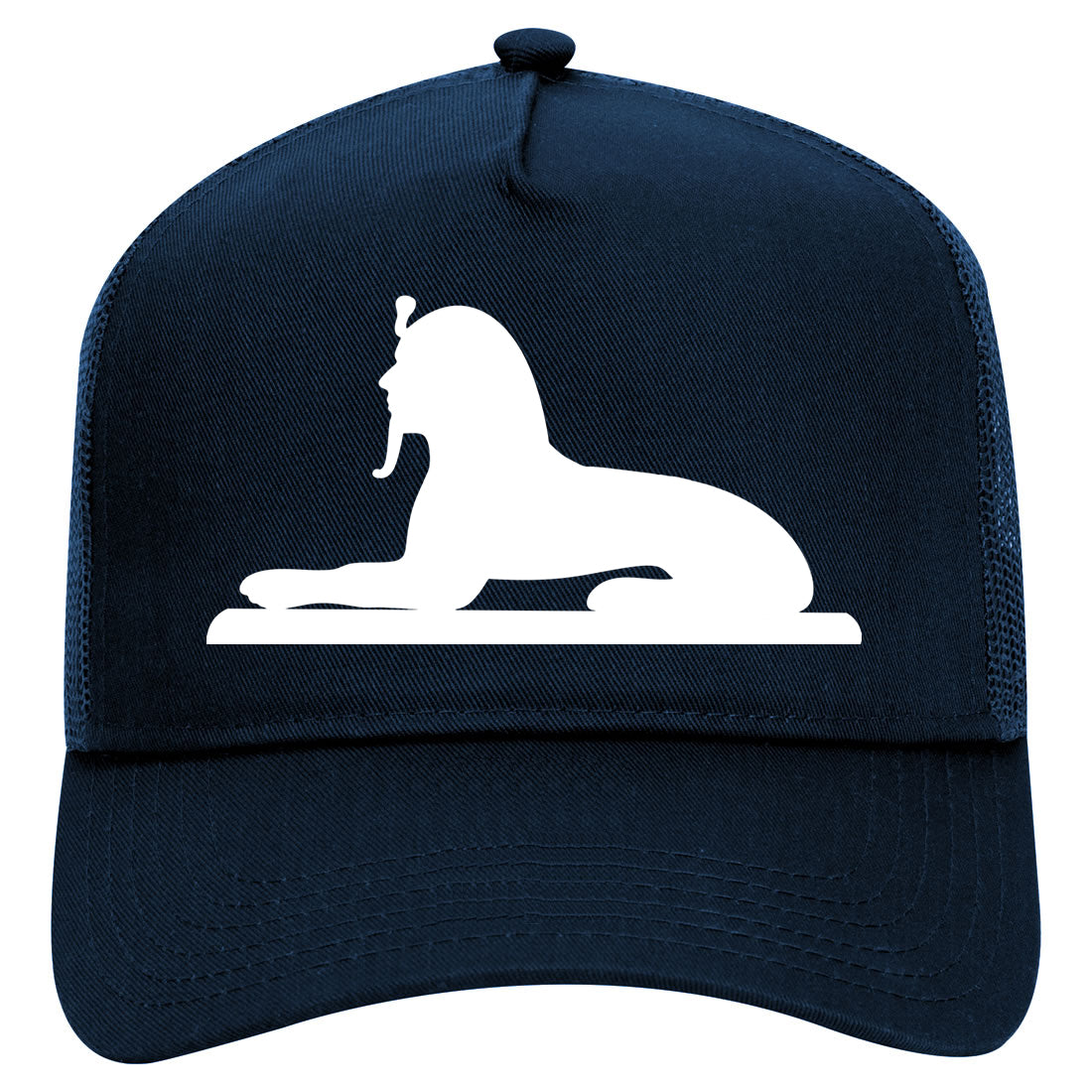 Egyptian Sphinx Mens Mesh Trucker Hat Navy Blue