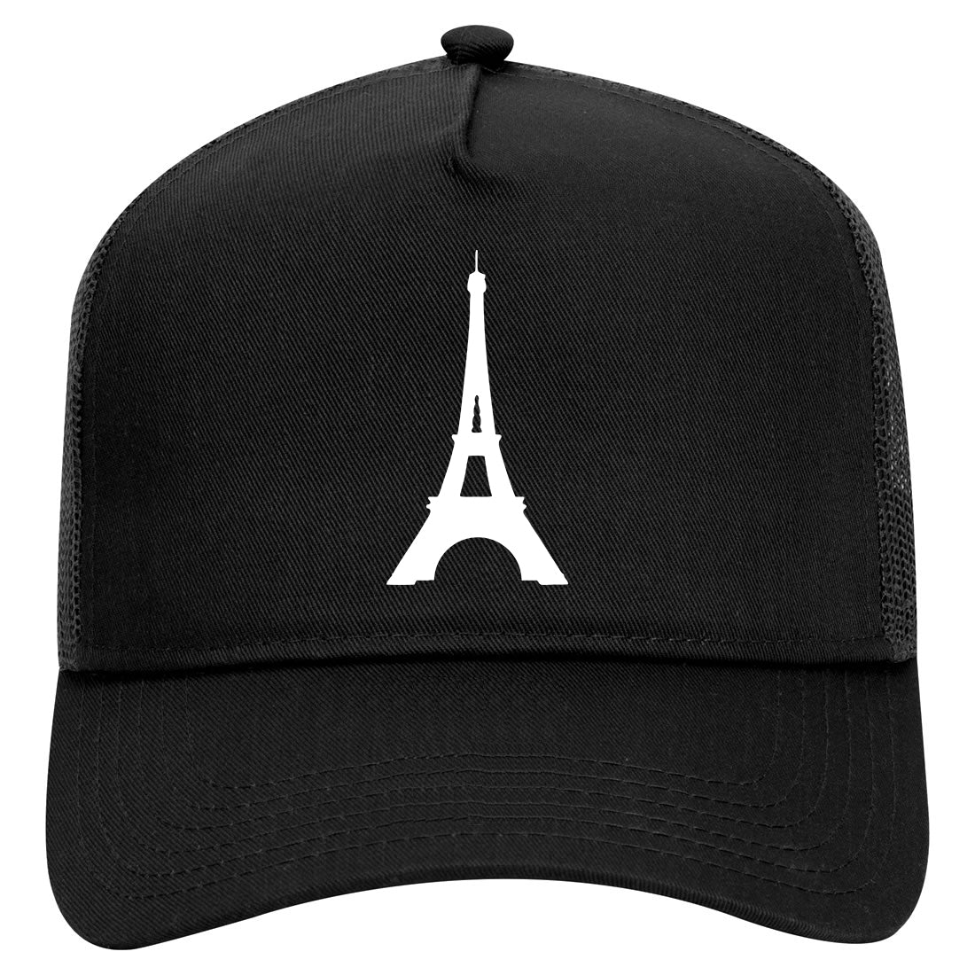 Eiffel Tower Paris Mens Mesh Trucker Hat Black