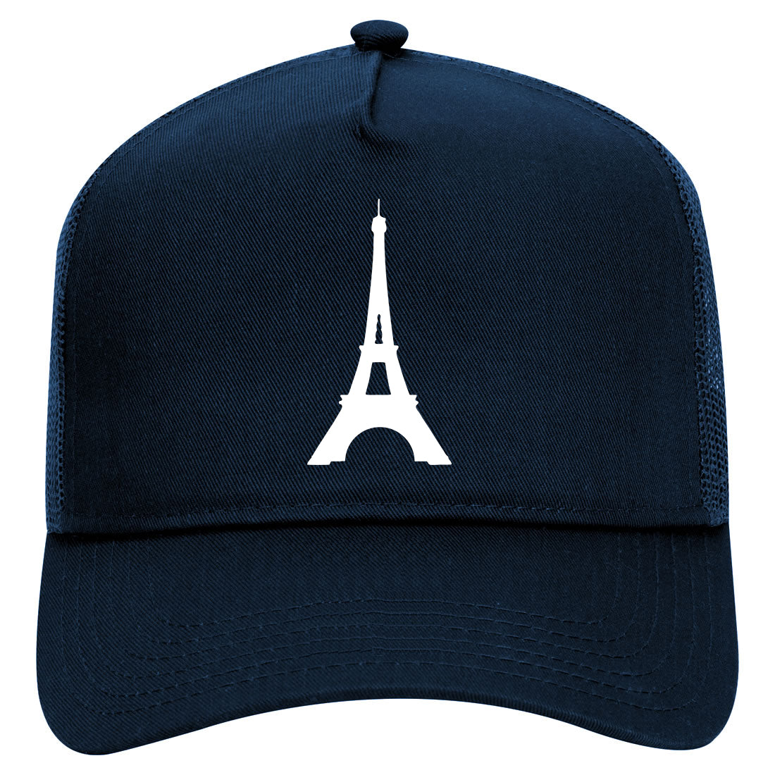 Eiffel Tower Paris Mens Mesh Trucker Hat Navy Blue