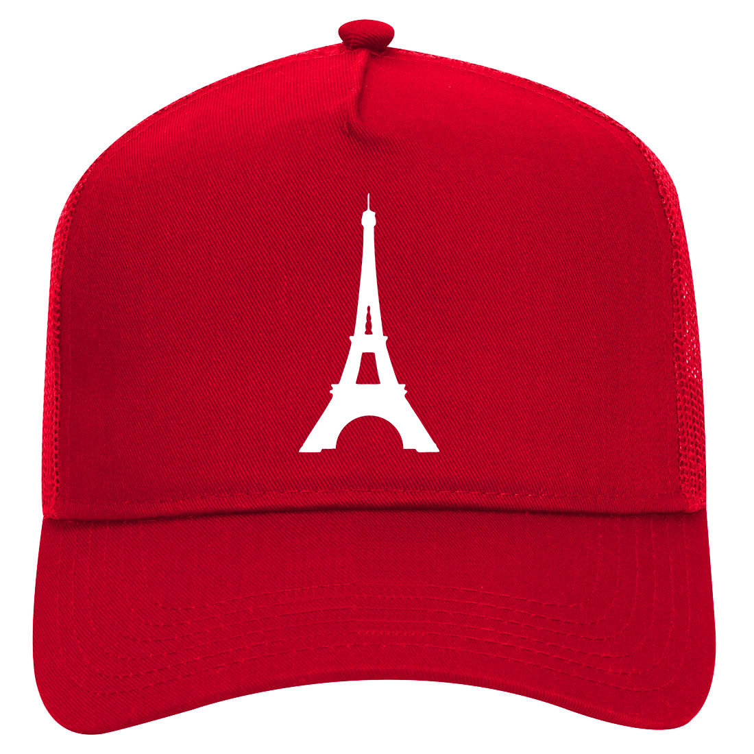 Eiffel Tower Paris Mens Mesh Trucker Hat Red