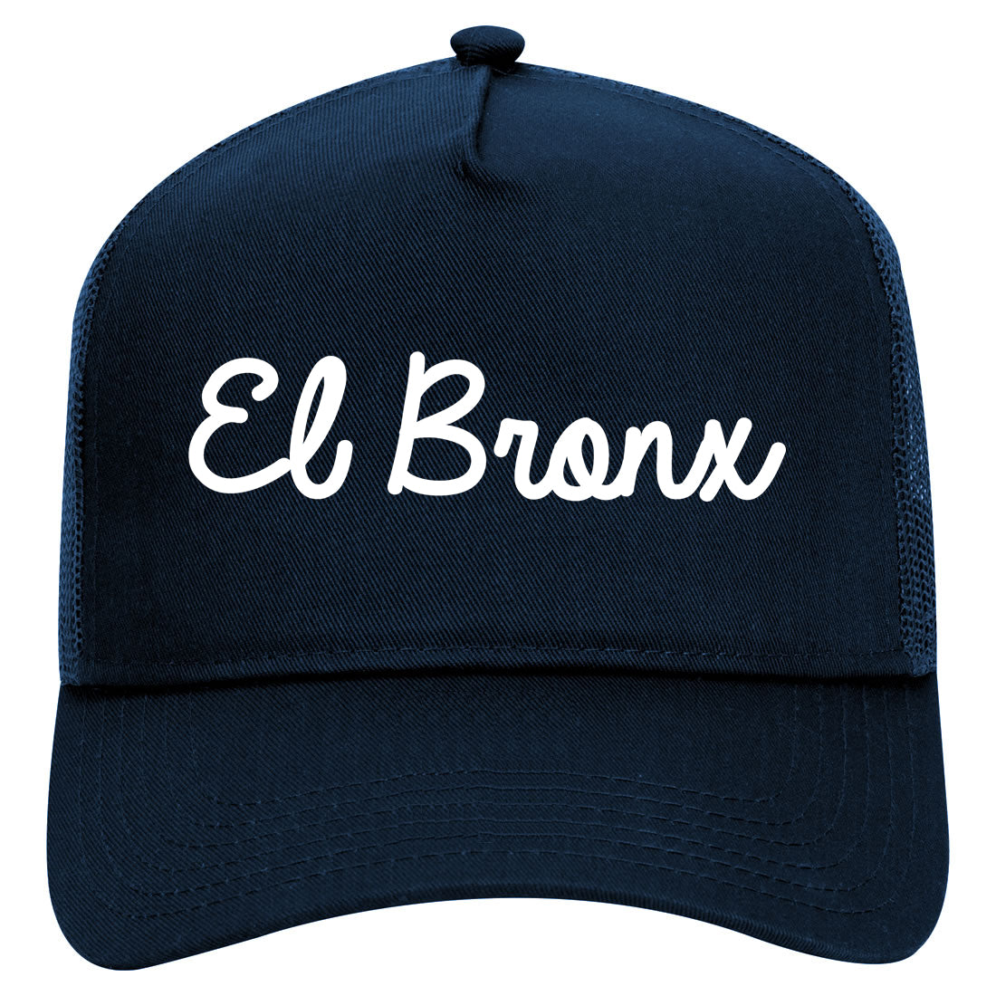 El Bronx Spanish Script Mens Mesh Trucker Hat Navy Blue