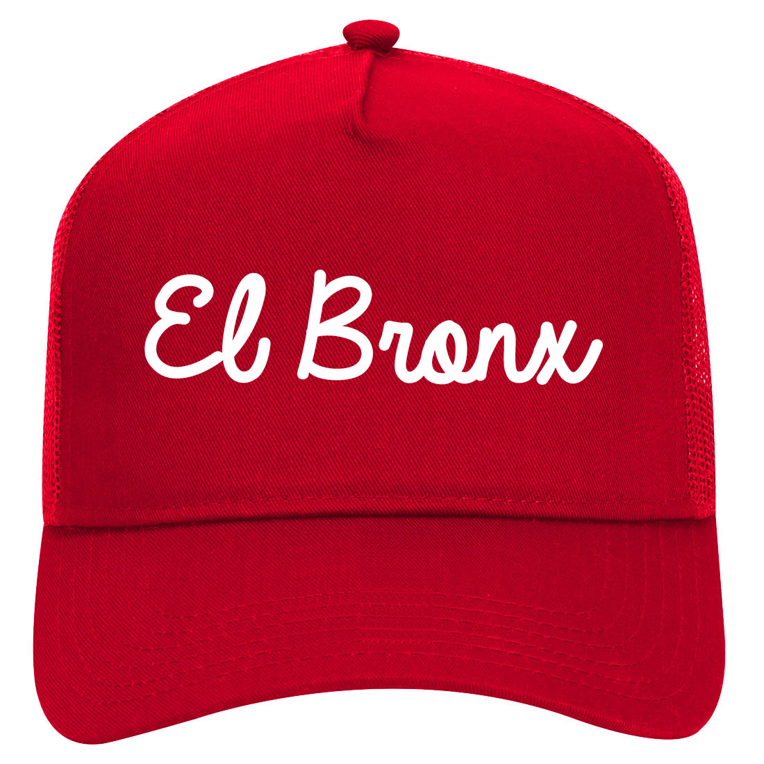 El Bronx Spanish Script Mens Mesh Trucker Hat Red