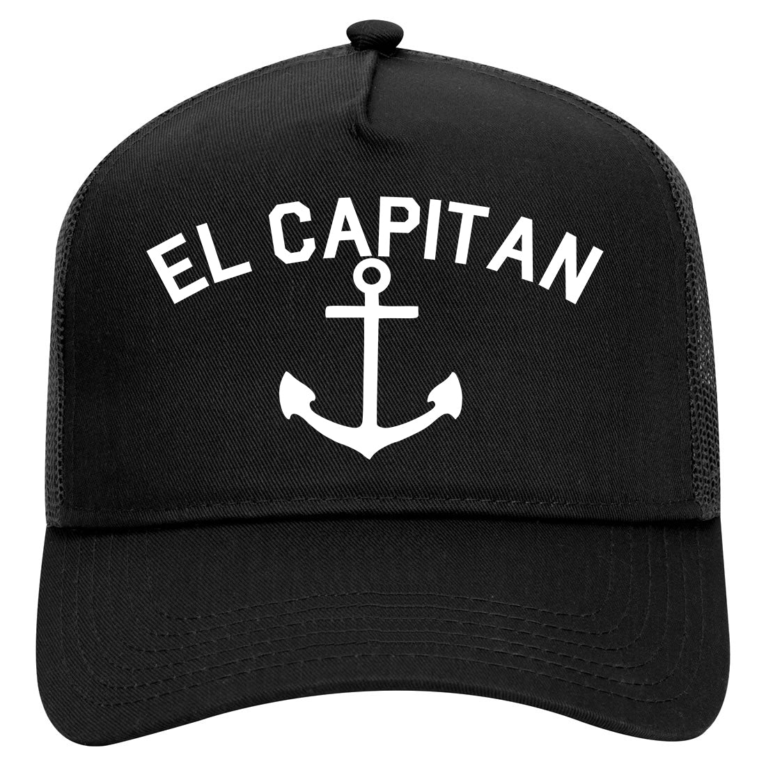 El Capitan Anchor Captain Mens Mesh Trucker Hat Black
