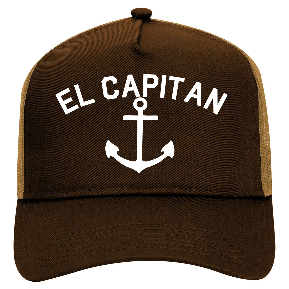 El Capitan Anchor Captain Mens Mesh Trucker Hat Brown