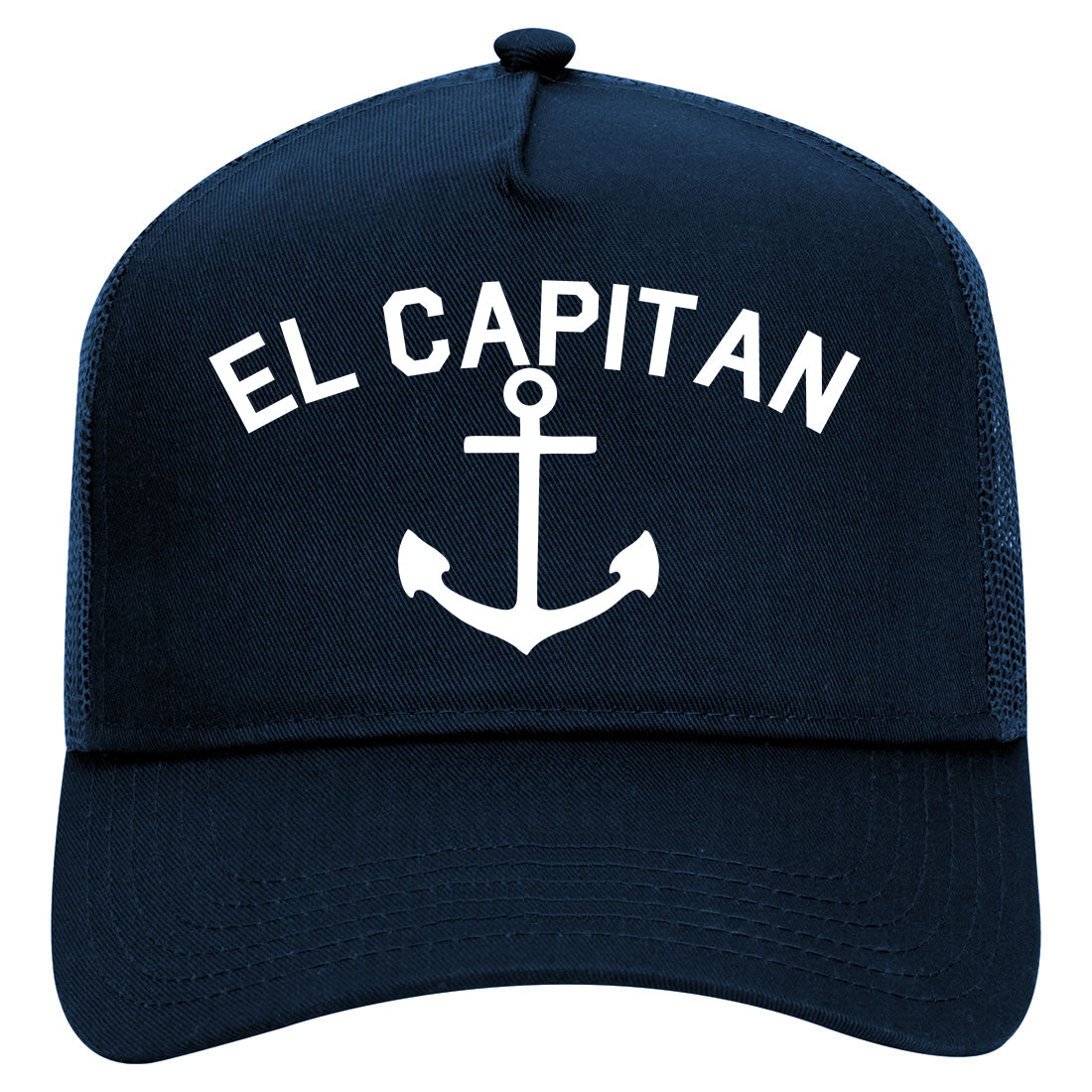 El Capitan Anchor Captain Mens Mesh Trucker Hat Navy Blue