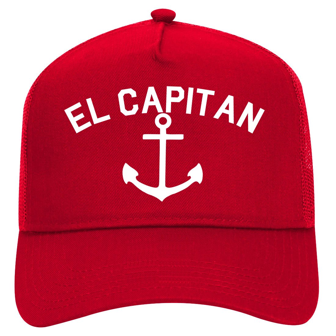 El Capitan Anchor Captain Mens Mesh Trucker Hat Red
