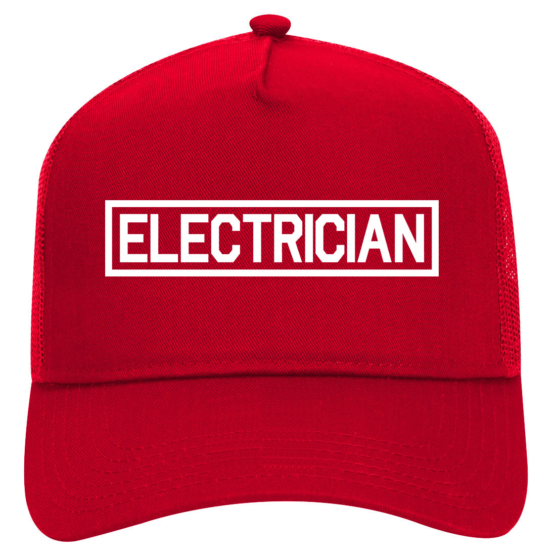 Electrician Occupation Mens Mesh Trucker Hat Red
