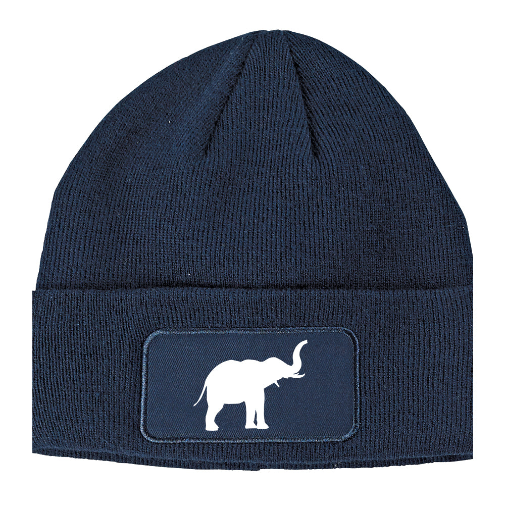 Elephant Animal Winter Knit Adult Beanie Hat Navy Blue