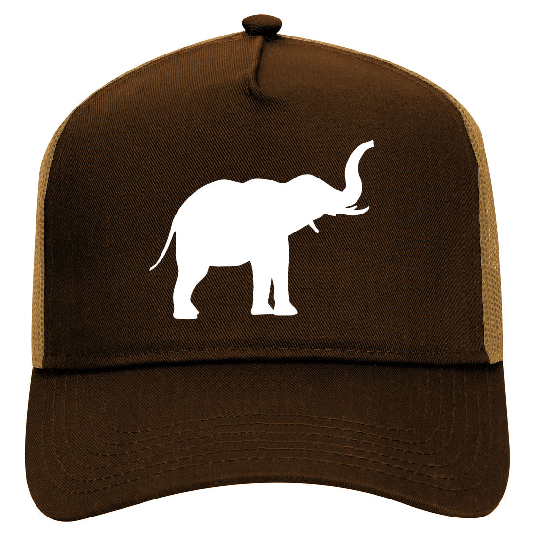 Elephant Animal Mens Mesh Trucker Hat Brown