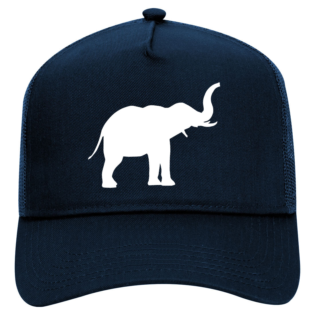 Elephant Animal Mens Mesh Trucker Hat Navy Blue
