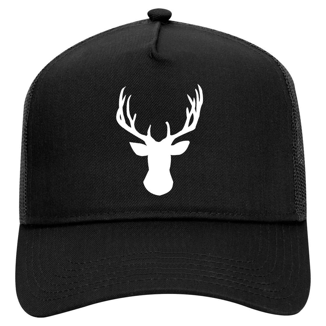 Elk Antler Deer Animal Mens Mesh Trucker Hat Black