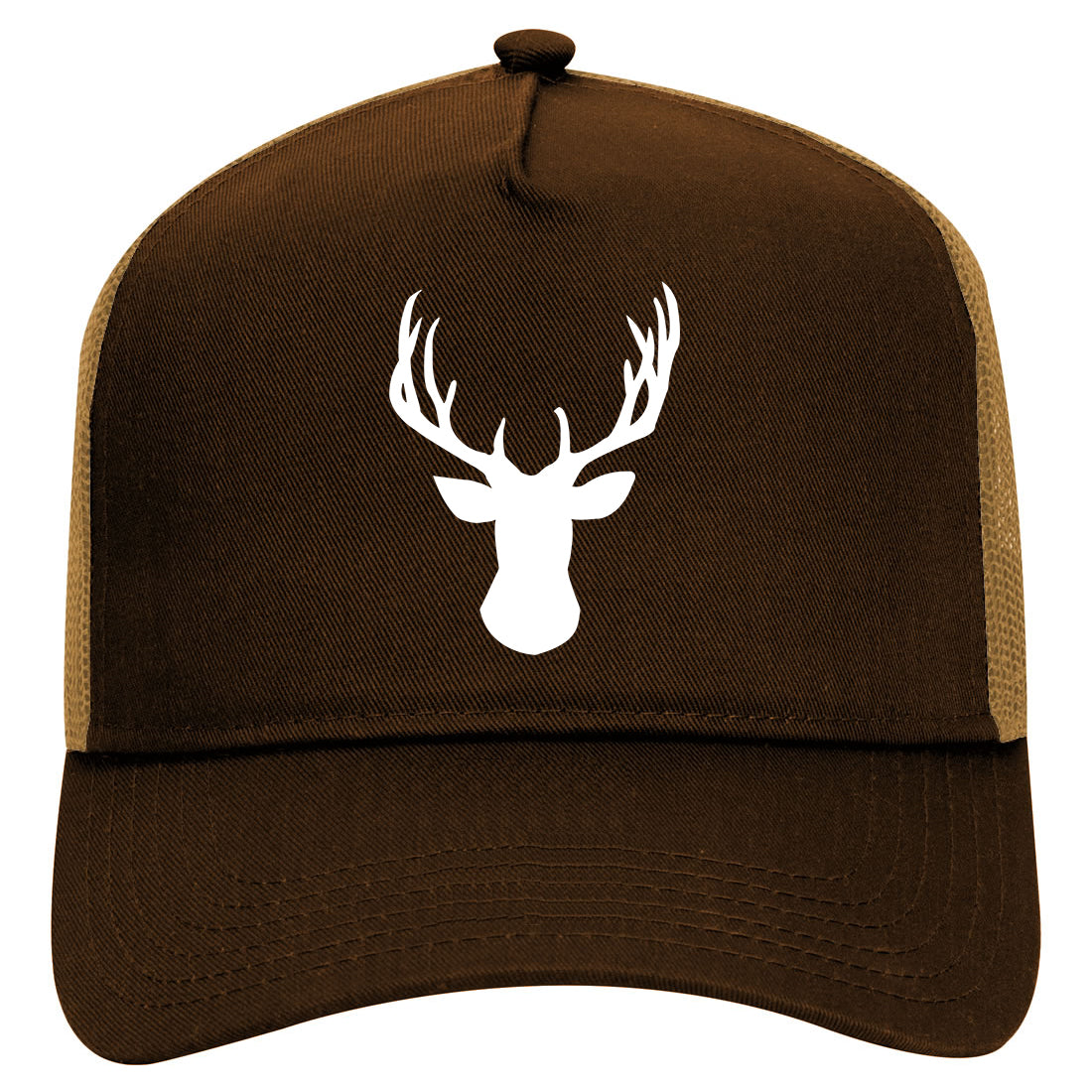 Elk Antler Deer Animal Mens Mesh Trucker Hat Brown