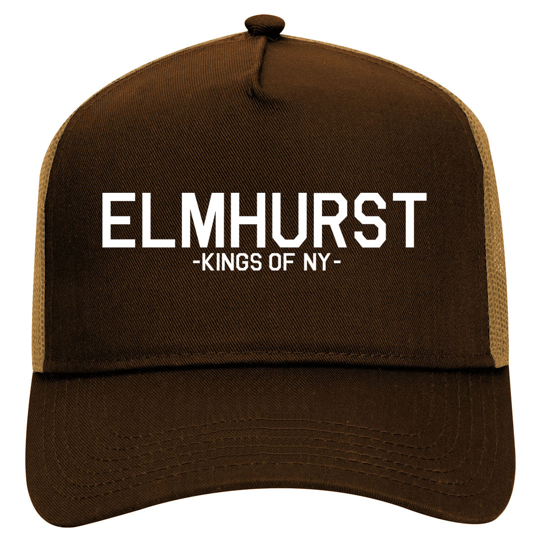 Elmhurst Queens New York Mens Mesh Trucker Hat Brown
