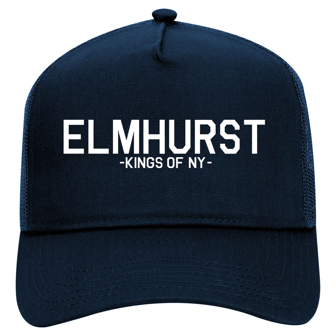 Elmhurst Queens New York Mens Mesh Trucker Hat Navy Blue