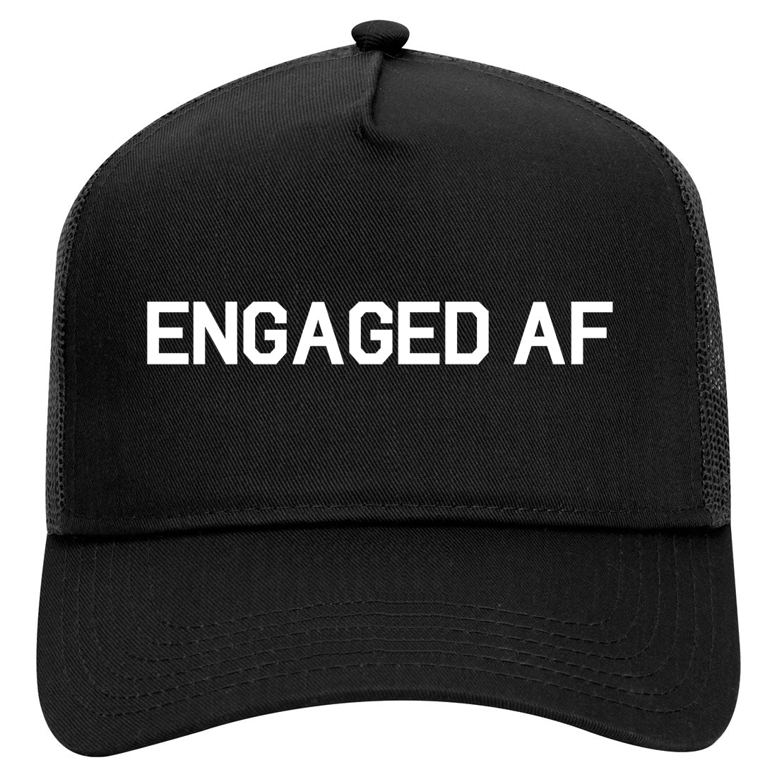 Engaged AF Fiance Mens Mesh Trucker Hat Black