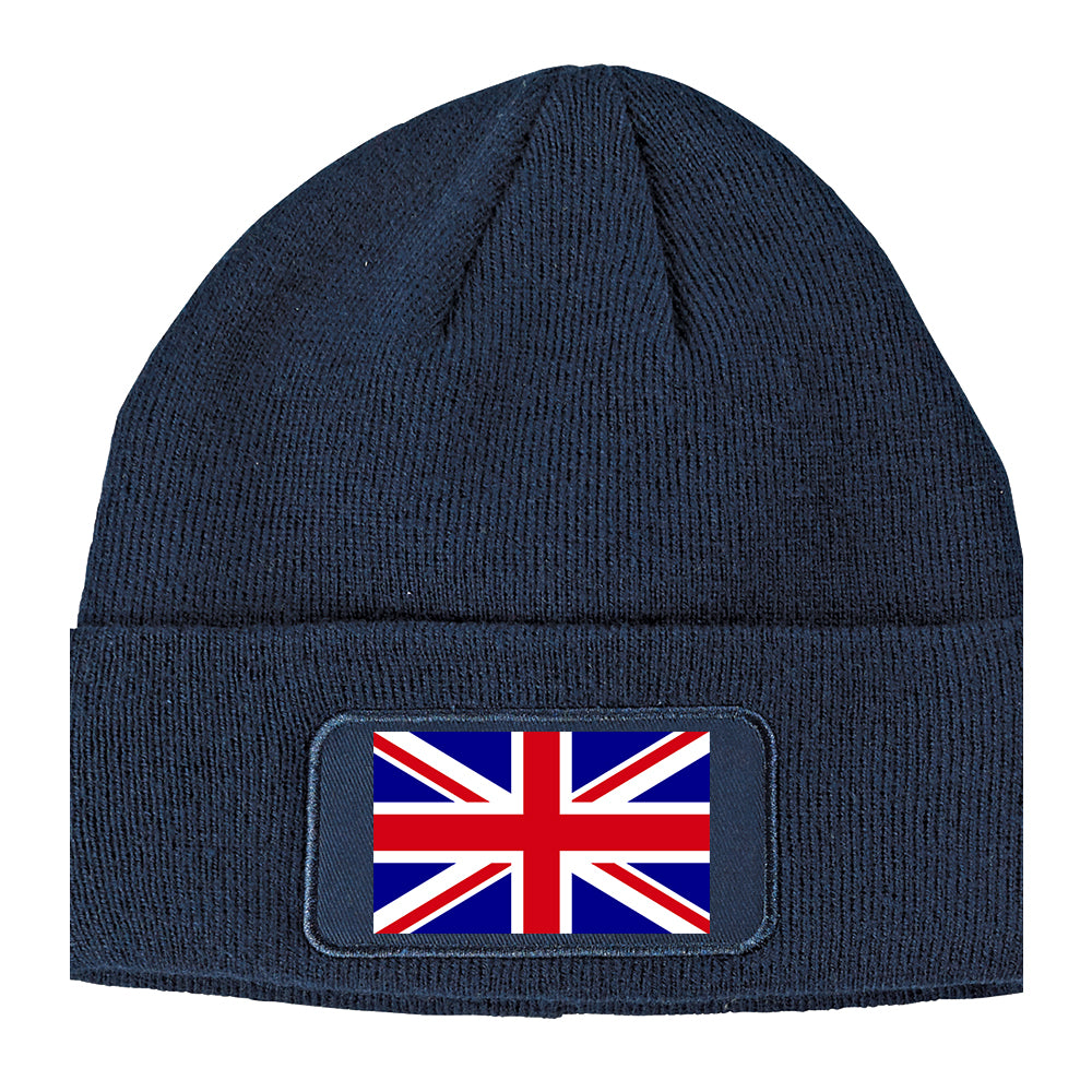English England Flag Winter Knit Adult Beanie Hat Navy Blue