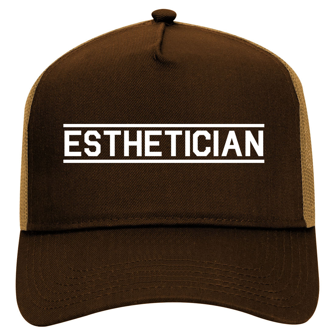 Esthetician Mens Mesh Trucker Hat Brown