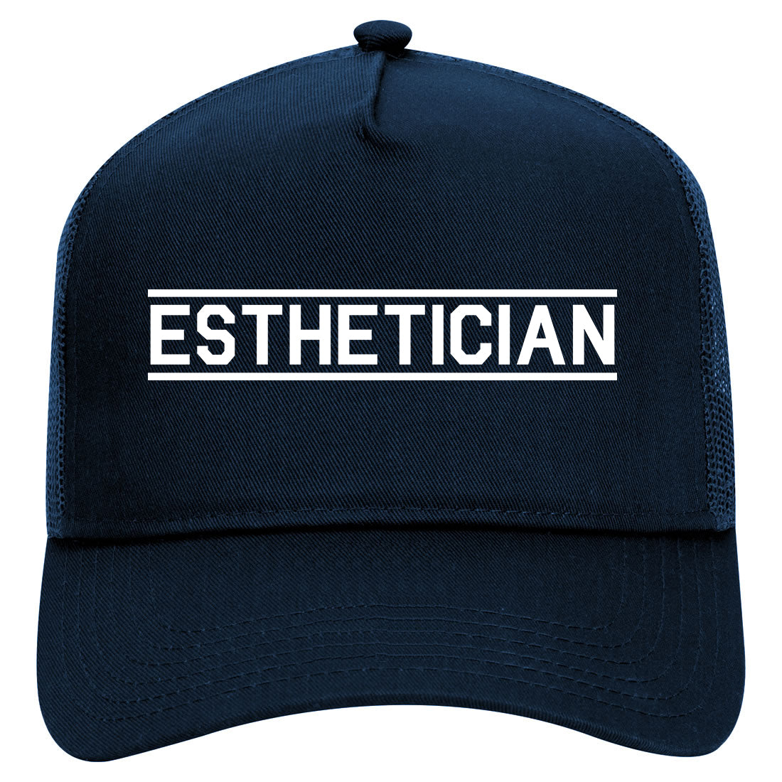 Esthetician Mens Mesh Trucker Hat Navy Blue