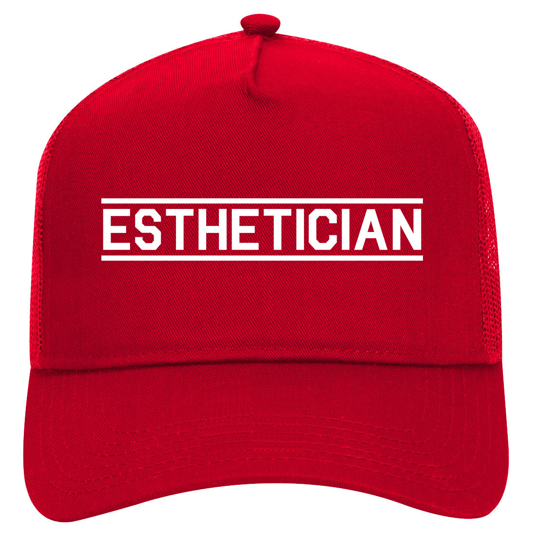 Esthetician Mens Mesh Trucker Hat Red