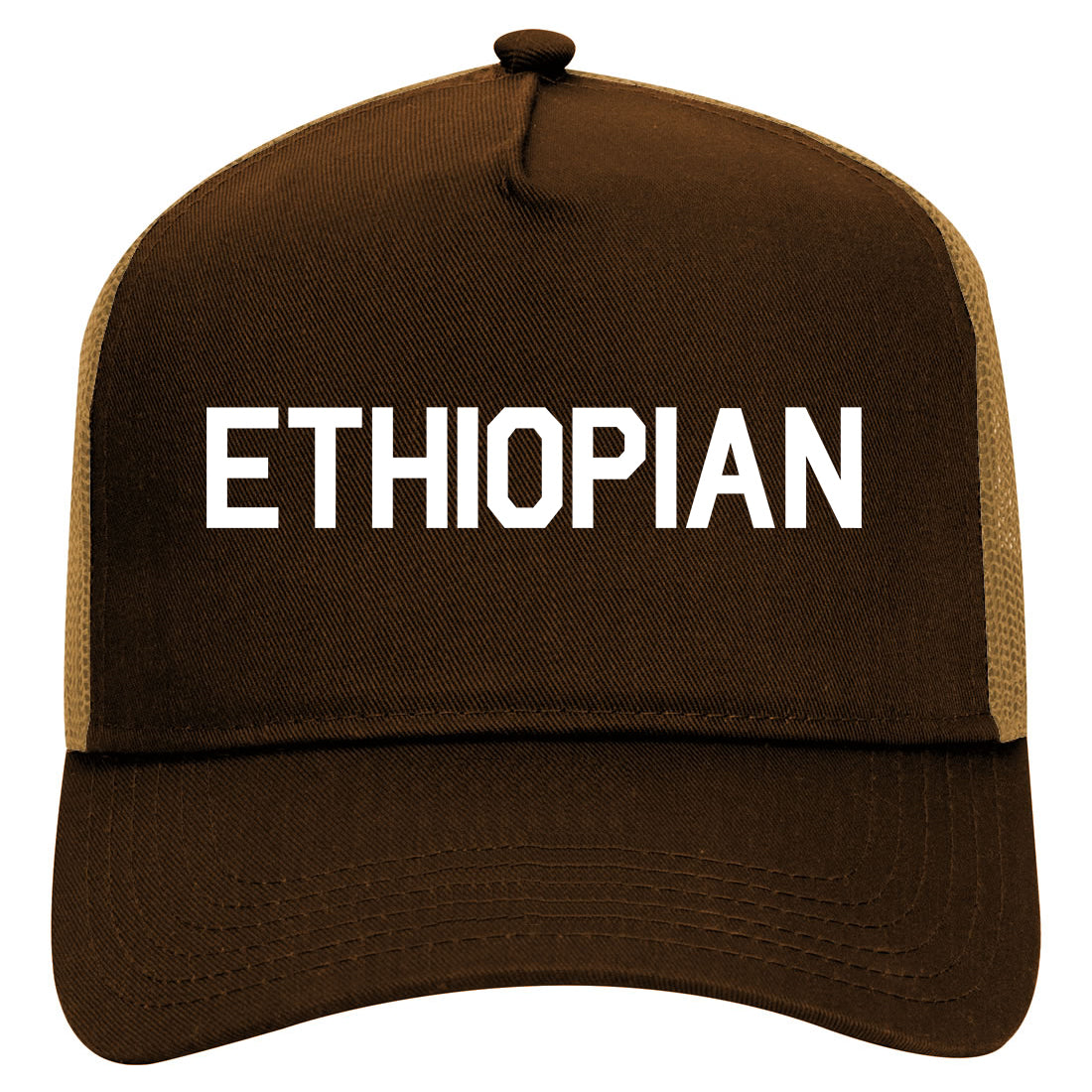 Ethiopian Colors Ethiopia Mens Mesh Trucker Hat Brown